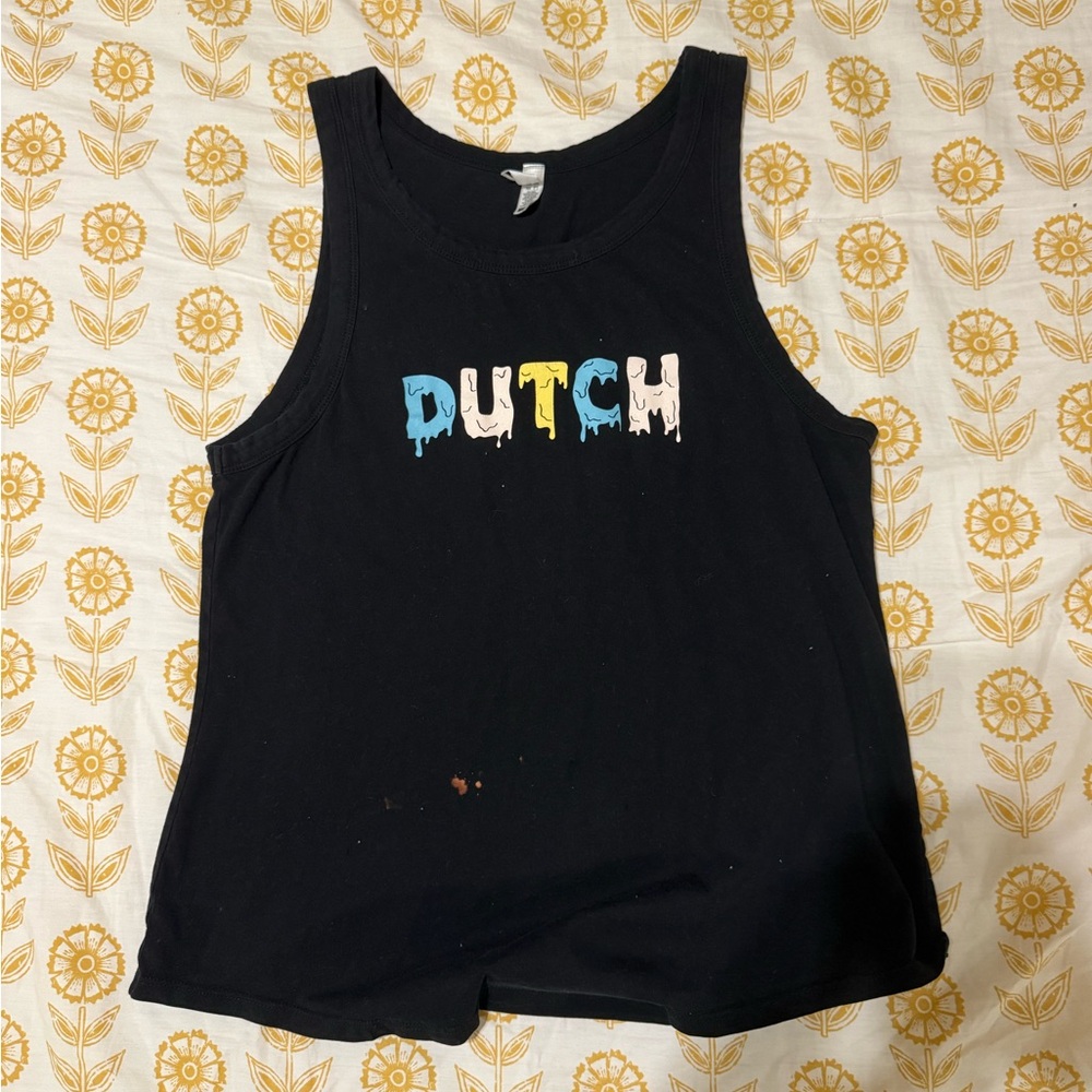 Dutch Bros Black Tank Top with Colorful Logo